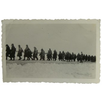 A column of Soviet POWs in winter of 1941 year. Espenlaub militaria